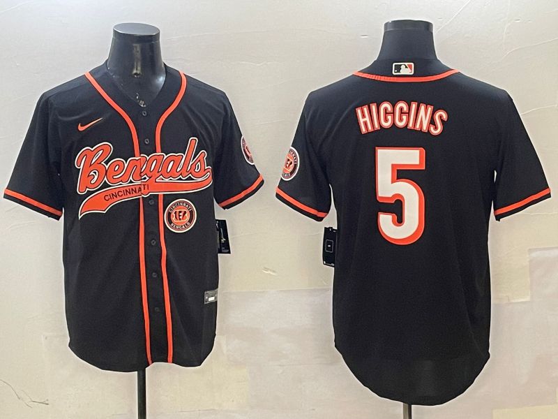 Men Cincinnati Bengals #5 Hiccins Black Joint Name 2025 Nike Limited NFL Jersey style 7